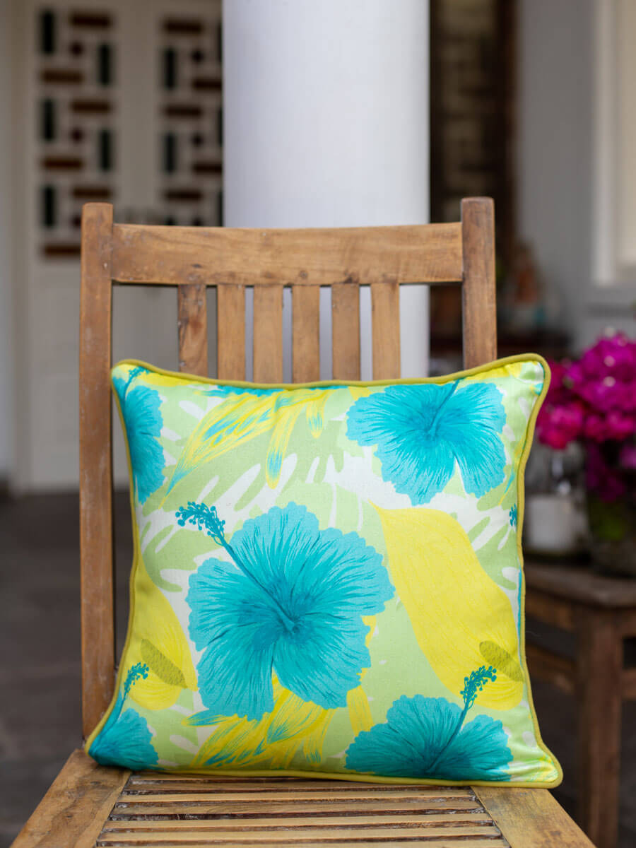 Hibiscus Rush Cushion Cover - 16 Inch