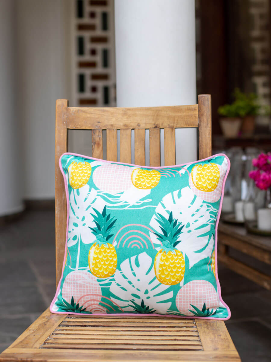 Bohemian Pineapple Cotton Cushion Cover - 16 Inch