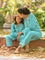 Turquoise Stripes Block Printed Cotton Top & Pyjama Set