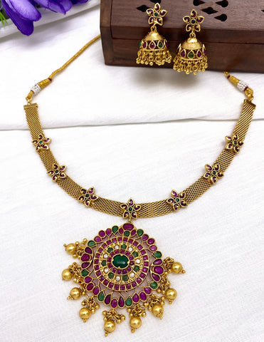 Antique Kempu Necklace Set