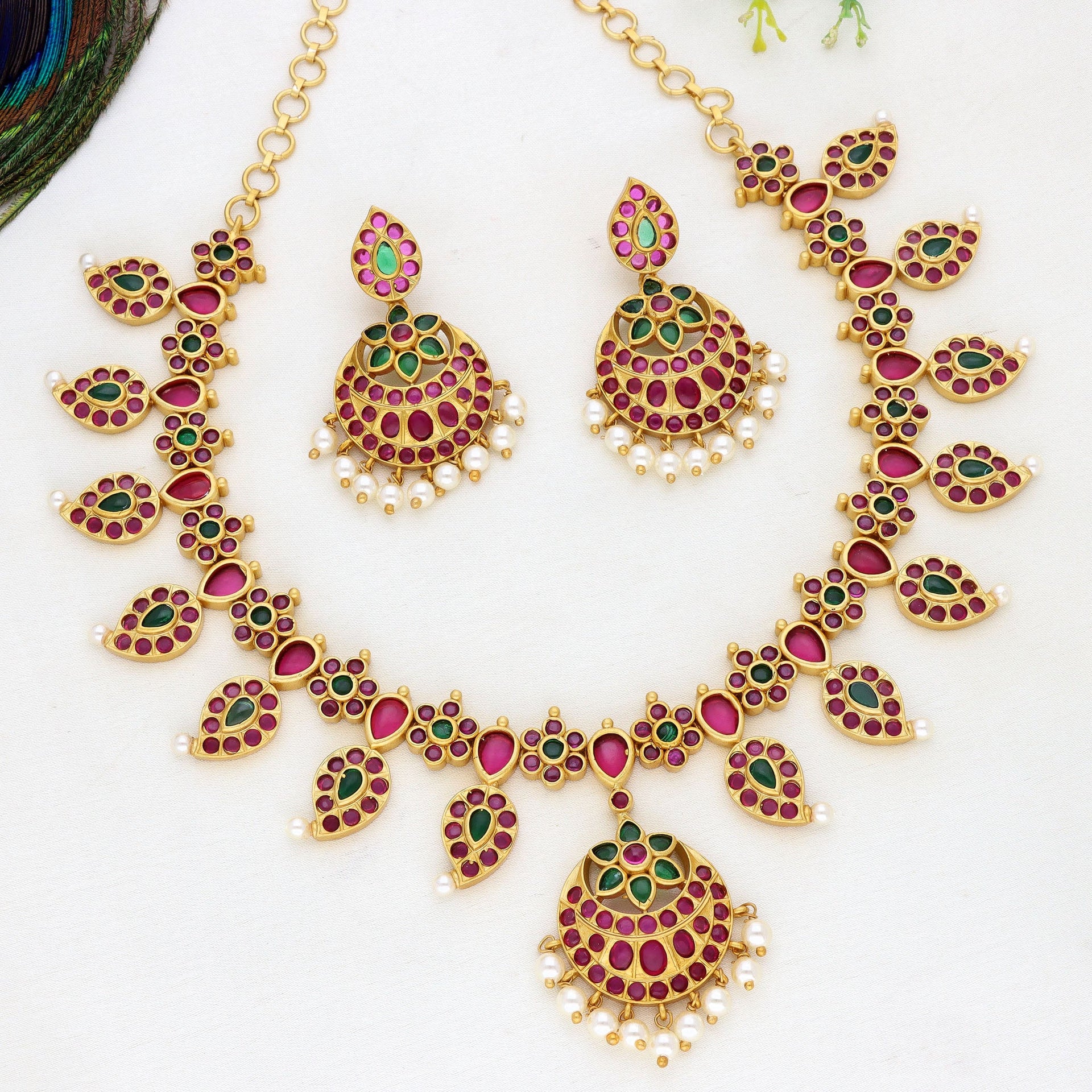 Kempu Necklace Set 104839