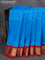 10 yards silk saree cs blue and maroon with plain body and zari woven border without blouse