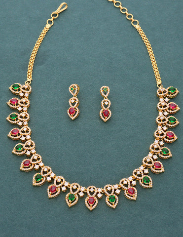 Designer Gold Plated Zirconia Necklace Set