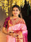 Pure kanjivaram silk saree light pink and pink with allover zari weaves and long zari woven border