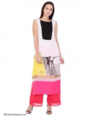 Multicoloured Printed Sleeveless kurta