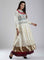 White Printed Mandarin Mughal Gown