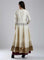 White Printed Mandarin Mughal Gown