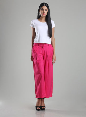 Pink Solid Pants