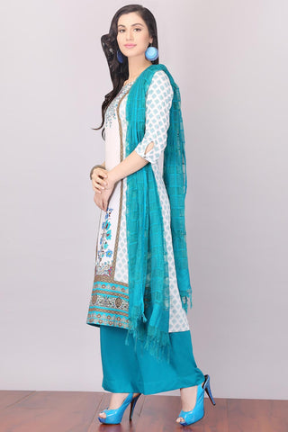 Blue Round Neck 3/4 Sleeve kurta