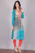 Blue Printed Round Neck Winter kurta