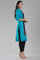 Blue Printed Round Neck kurta