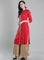 Red Mandarin Neck 3/4 Sleeves kurta
