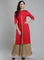 Red Mandarin Neck 3/4 Sleeves kurta