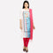 White Round Neck Printed kurta