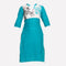 Blue Floral Print 3/4 Sleeve kurta