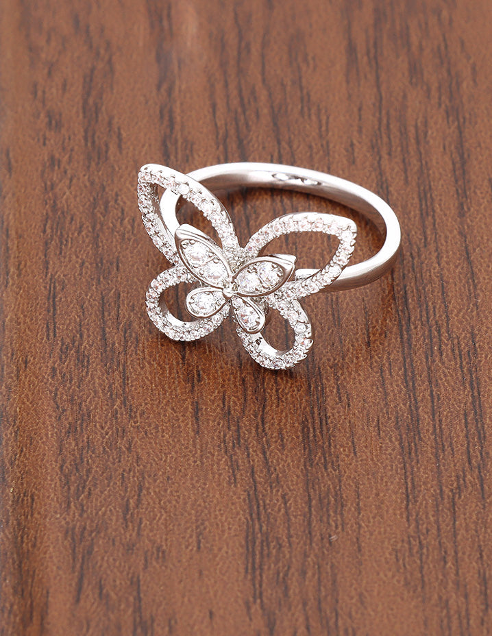 Designer Zirconia Butterfly Adjustable Finger Ring