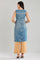 Blue Round Neck Yarn-dyed kurta