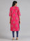 Pink Round Neck Printed kurta