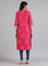 Pink Round Neck Printed kurta