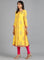 Yellow Round Neck Printed kurta