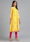 Yellow Round Neck Printed kurta