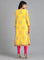 Yellow Round Neck Printed kurta