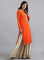 Orange Round Neck Solid kurta