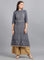 Grey Mandarin Neck Printed kurta