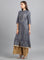 Grey Mandarin Neck Printed kurta
