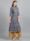 Grey Mandarin Neck Printed kurta