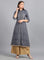 Grey Mandarin Neck Printed kurta