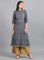 Grey Mandarin Neck Printed kurta