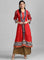 Red Open Front Printed kurta