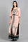 Pink Round Neck Printed kurta