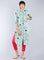 Green Mandarin Neck Printed kurta