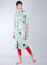 Green Mandarin Neck Printed kurta