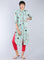 Green Mandarin Neck Printed kurta