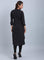 Black & White Mandarin Neck Printed kurta