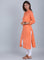 Orange Mandarin Neck Solid kurta