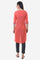 Pink & White Printed Round Neck kurta