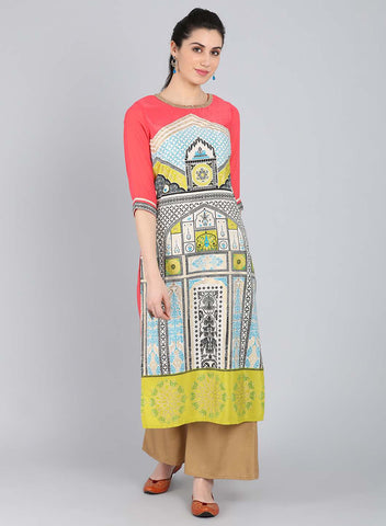 Multicolor Round Neck Printed kurta