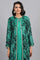 Green Round Neck Embellished Winter kurta