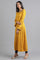 Yellow Round Neck Solid Winter kurta