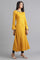 Yellow Round Neck Solid Winter kurta