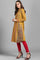 Yellow Mandarin Neck Yarn-dyed Winter kurta