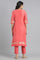 Peach Round Neck Chanderi kurta