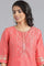 Peach Round Neck Chanderi kurta