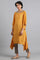 Yellow Round Neck Embroidered kurta