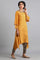 Yellow Round Neck Embroidered kurta