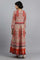 Orange Round Neck Printed Gown